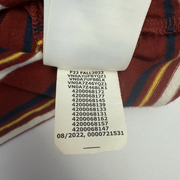 Vans Striped Ringer Tee Juniors Size Medium Dark Red Gold Navy White - Picture 5 of 6